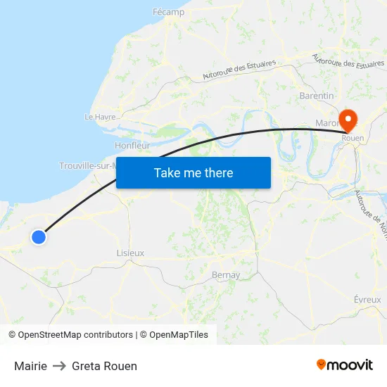 Mairie to Greta Rouen map