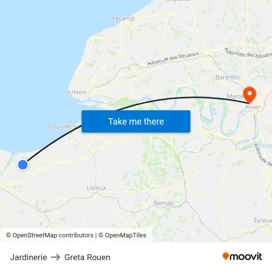 Jardinerie to Greta Rouen map