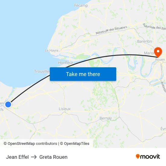 Jean Effel to Greta Rouen map