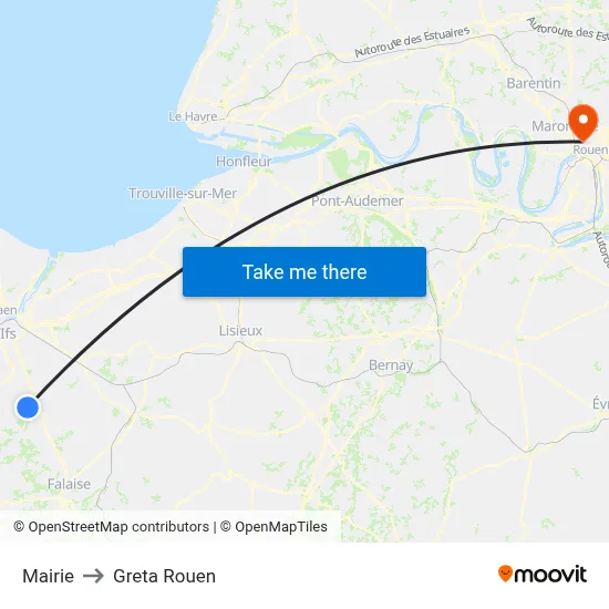 Mairie to Greta Rouen map