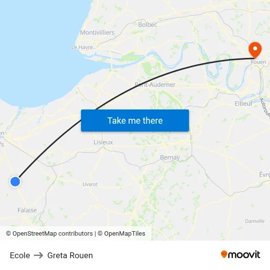 Ecole to Greta Rouen map