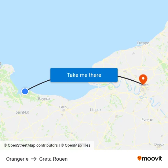 Orangerie to Greta Rouen map