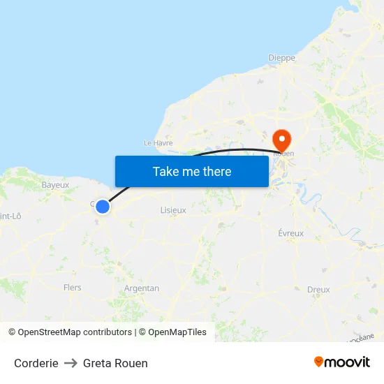 Corderie to Greta Rouen map