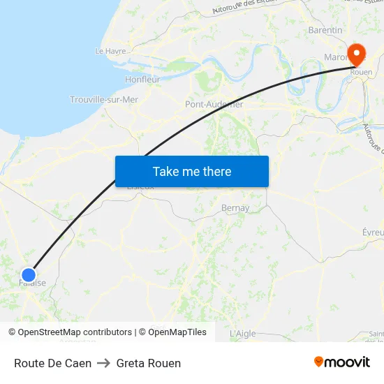 Route De Caen to Greta Rouen map