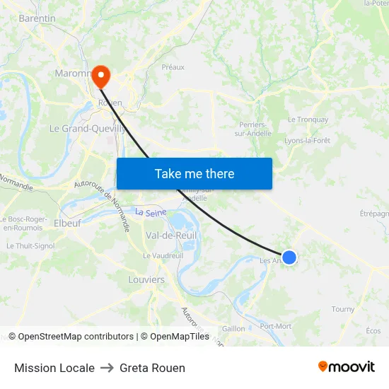 Mission Locale to Greta Rouen map