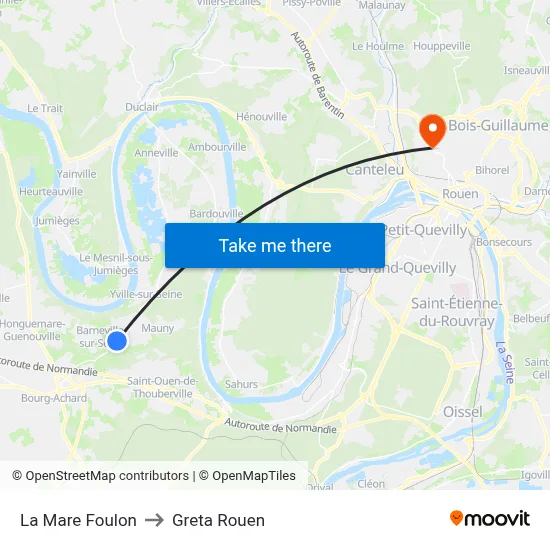 La Mare Foulon to Greta Rouen map