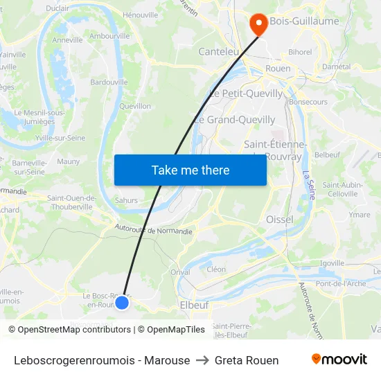 Leboscrogerenroumois - Marouse to Greta Rouen map