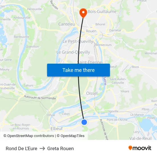Rond De L'Eure to Greta Rouen map