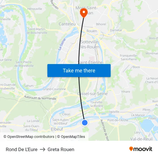 Rond De L'Eure to Greta Rouen map