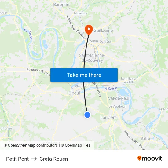 Petit Pont to Greta Rouen map