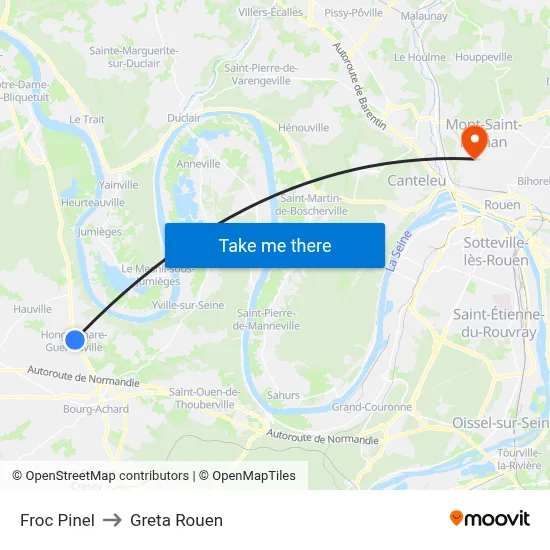 Froc Pinel to Greta Rouen map