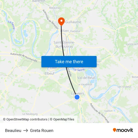 Beaulieu to Greta Rouen map