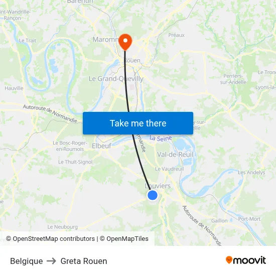 Belgique to Greta Rouen map