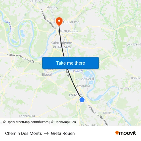 Chemin Des Monts to Greta Rouen map