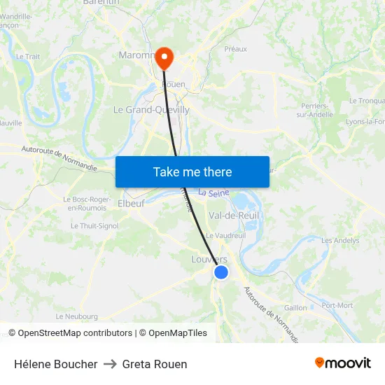 Hélene Boucher to Greta Rouen map