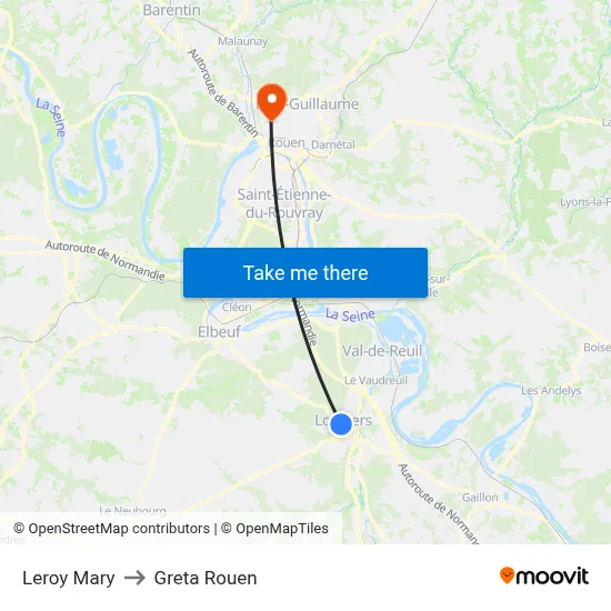Leroy Mary to Greta Rouen map