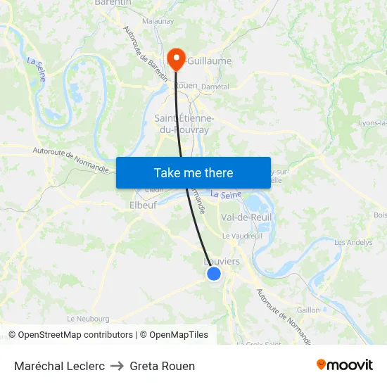 Maréchal Leclerc to Greta Rouen map