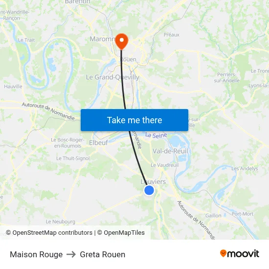 Maison Rouge to Greta Rouen map