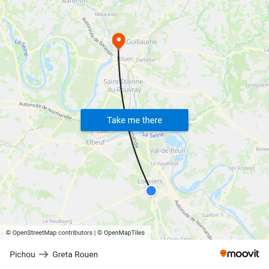 Pichou to Greta Rouen map