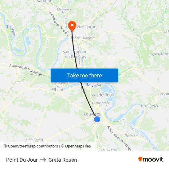 Point Du Jour to Greta Rouen map