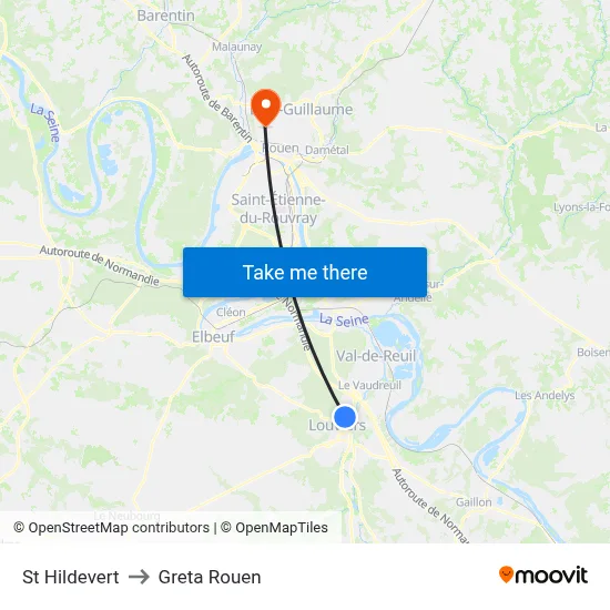 St Hildevert to Greta Rouen map