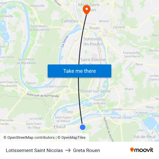Lotissement Saint Nicolas to Greta Rouen map