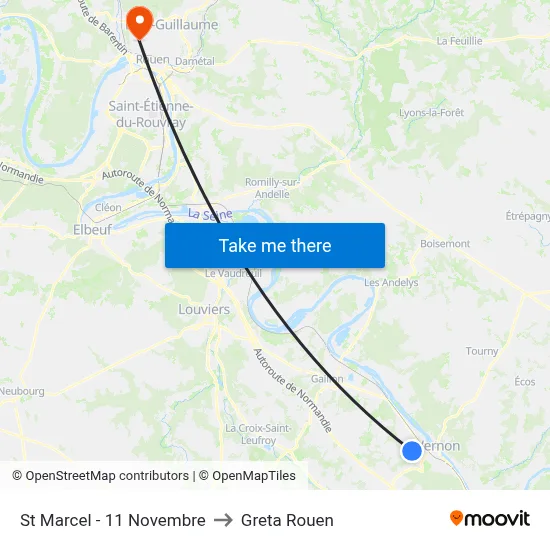 St Marcel - 11 Novembre to Greta Rouen map