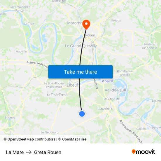 La Mare to Greta Rouen map