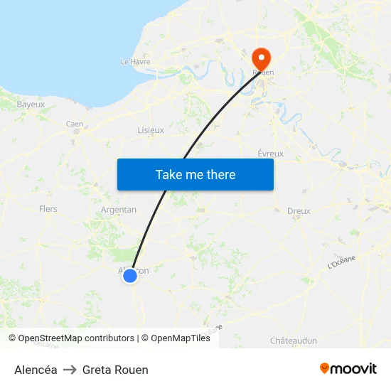 Alencéa to Greta Rouen map