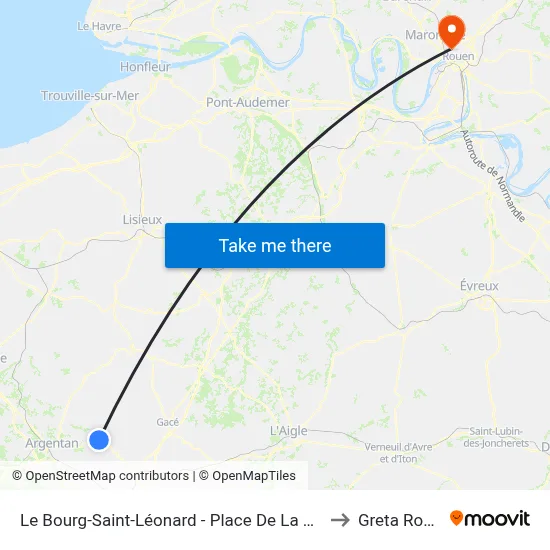 Le Bourg-Saint-Léonard - Place De La Liberté to Greta Rouen map