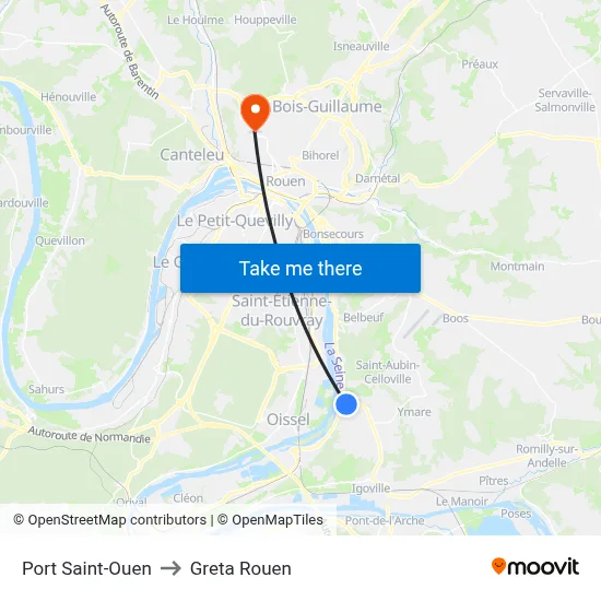 Port Saint-Ouen to Greta Rouen map