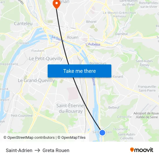 Saint-Adrien to Greta Rouen map