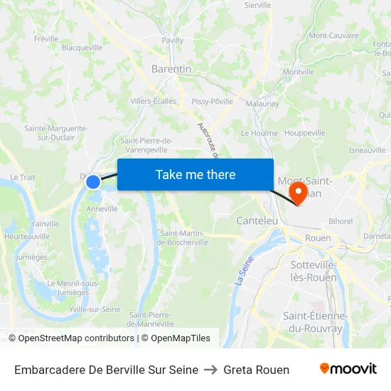 Embarcadere De Berville Sur Seine to Greta Rouen map