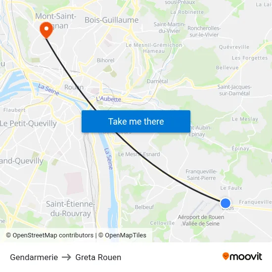 Gendarmerie to Greta Rouen map