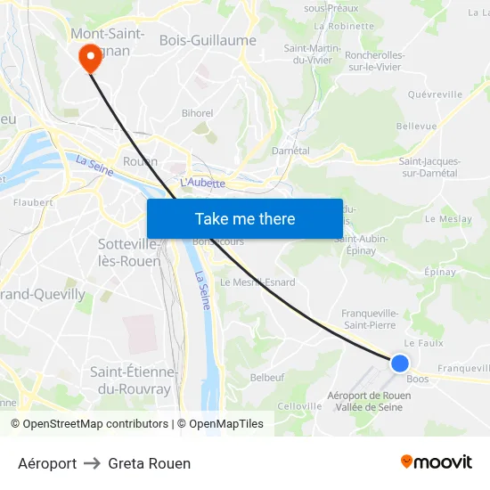Aéroport to Greta Rouen map