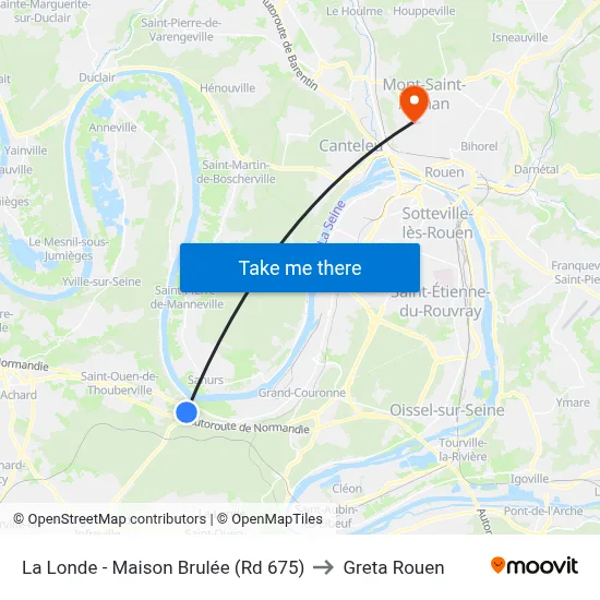 La Londe - Maison Brulée (Rd 675) to Greta Rouen map