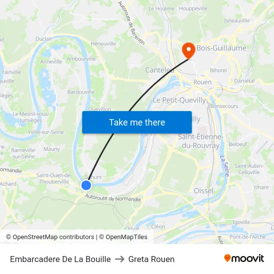Embarcadere De La Bouille to Greta Rouen map