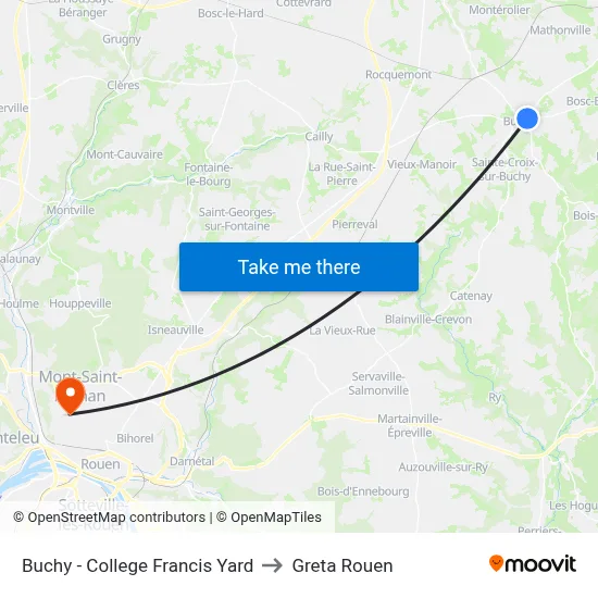 Buchy - College Francis Yard to Greta Rouen map