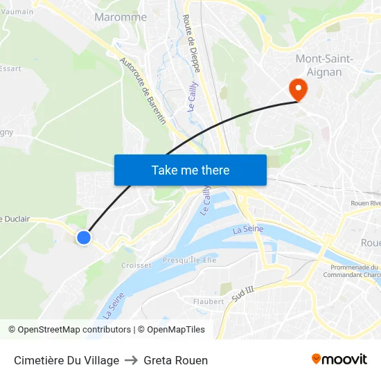 Cimetière Du Village to Greta Rouen map