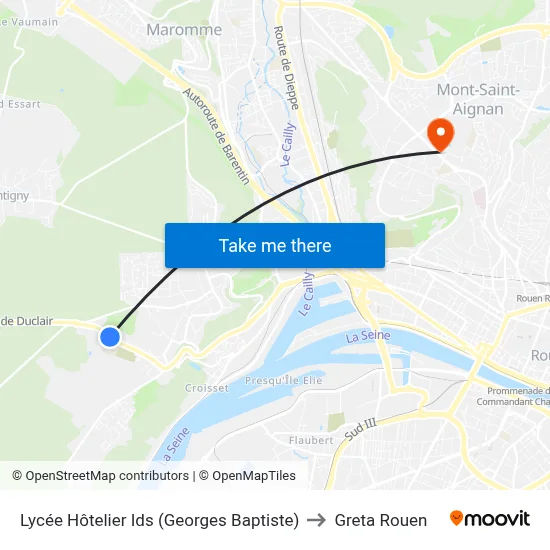 Lycée Hôtelier Ids (Georges Baptiste) to Greta Rouen map