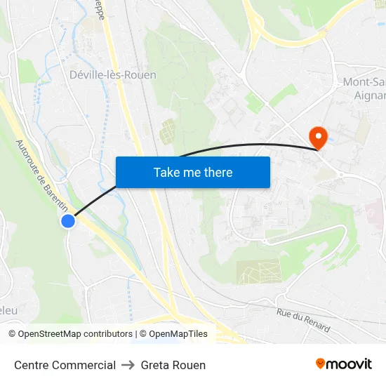 Centre Commercial to Greta Rouen map