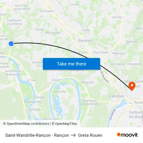 Saint-Wandrille-Rançon - Rançon to Greta Rouen map