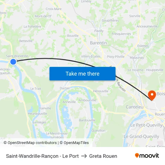 Saint-Wandrille-Rançon - Le Port to Greta Rouen map