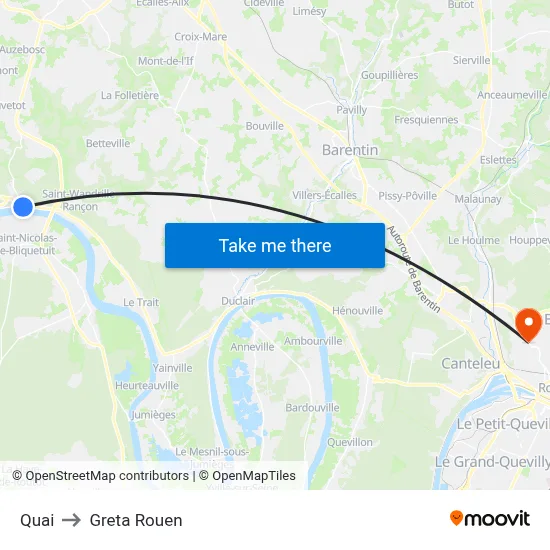 Quai to Greta Rouen map
