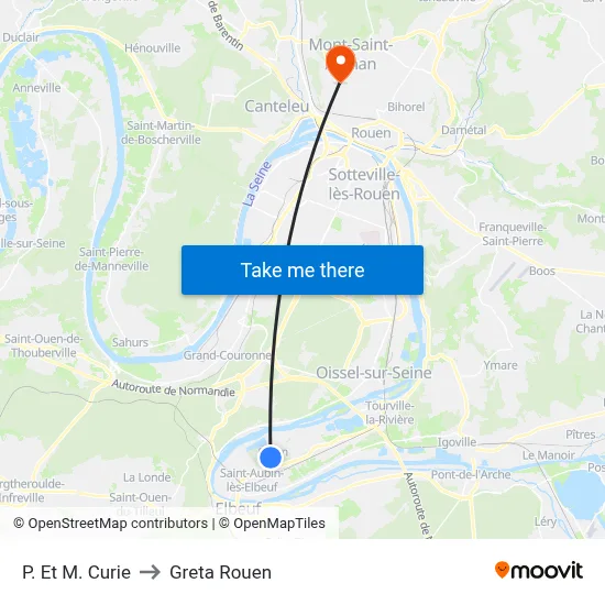 P. Et M. Curie to Greta Rouen map