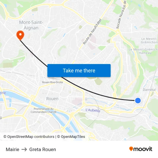 Mairie to Greta Rouen map