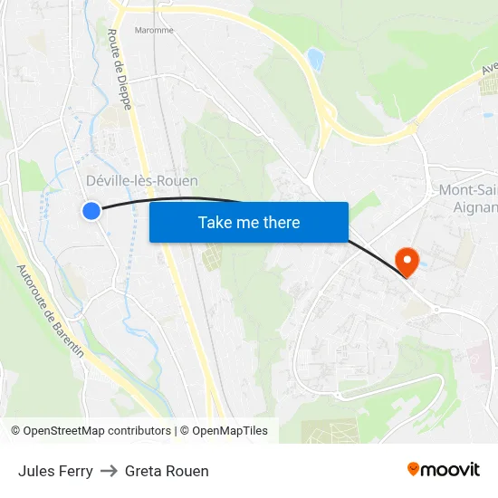 Jules Ferry to Greta Rouen map