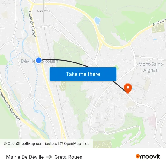 Mairie De Déville to Greta Rouen map