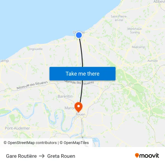 Gare Routière to Greta Rouen map