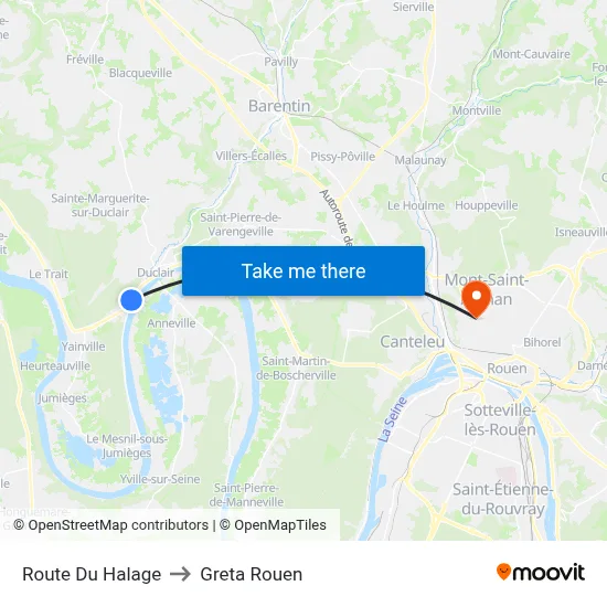 Route Du Halage to Greta Rouen map